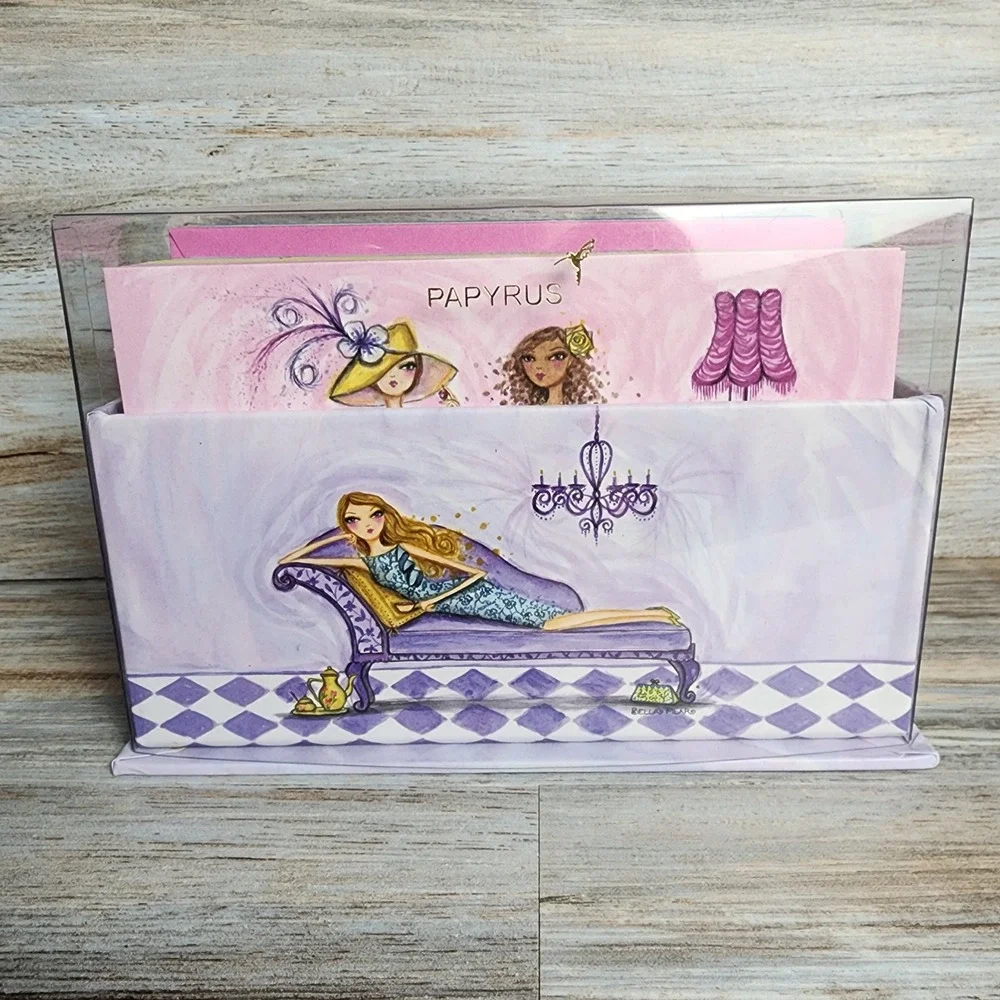 Papyrus Bella Pilar Blank Note Cards Set with Envelopes and Acrylic Box 40ct